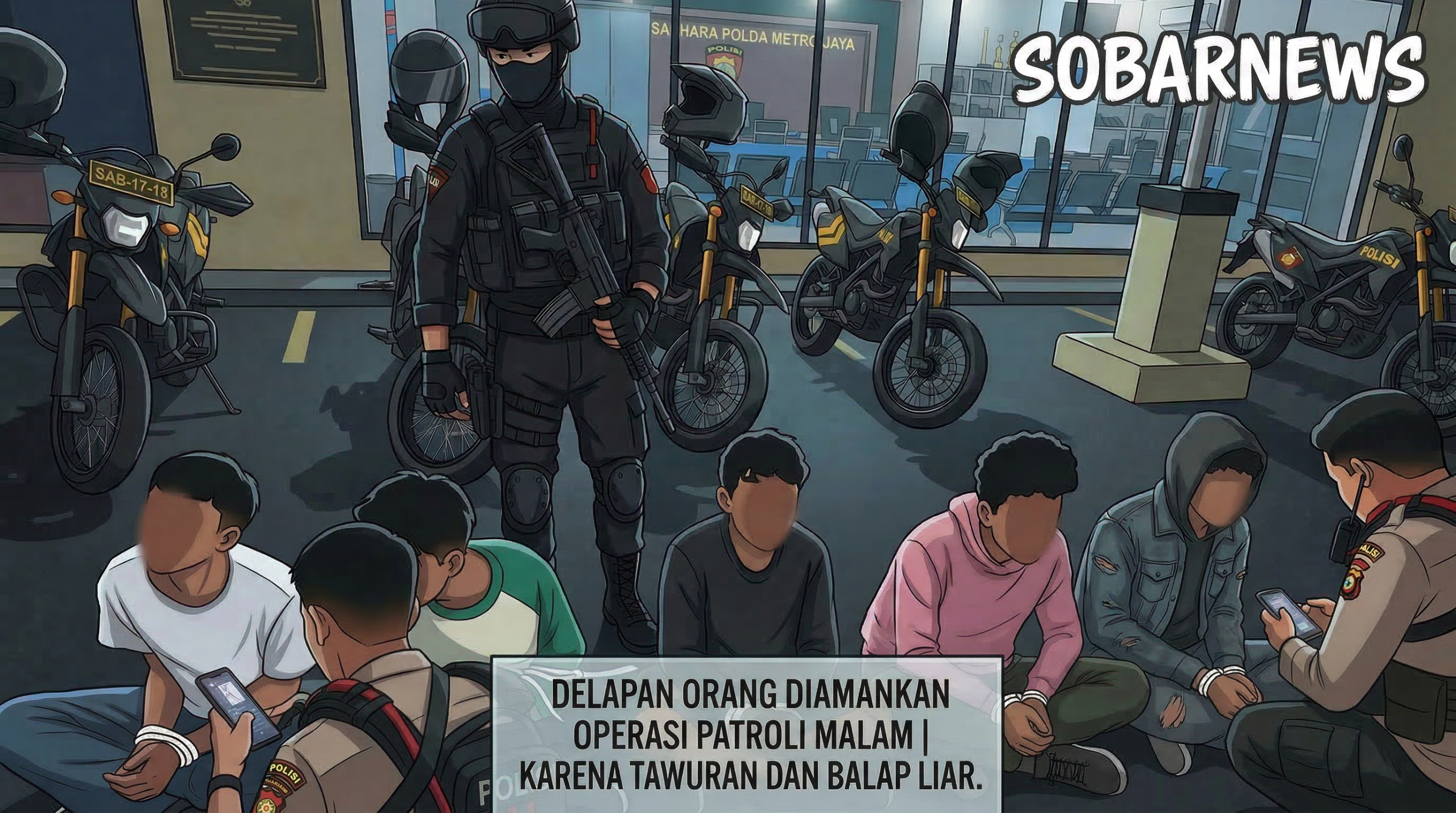 Malam Mencekam! Brimob PMJ Gagalkan Tawuran dan Balap Liar di Jakut–Bekasi, 8 Orang Langsung Diamankan