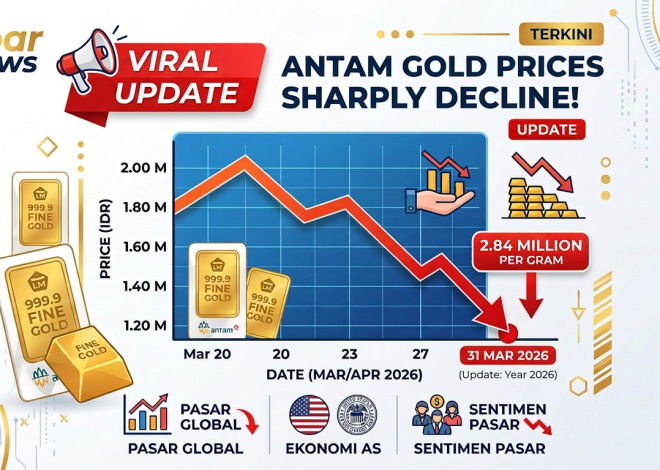Viral Terkini: Harga Emas Antam Turun hingga Rp2,84 Juta per Gram